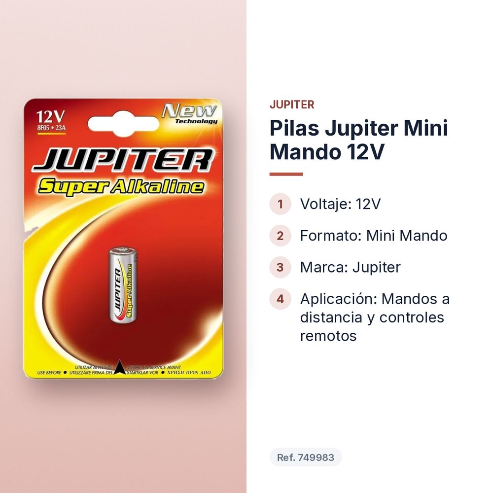 PILAS JUPITER MINI MANDO 12V - características principales