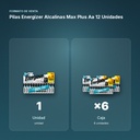 PILAS ENERGIZER ALCALINAS MAX PLUS AA 12 UNIDADES - formato de venta: caja de 6