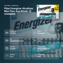PILAS ENERGIZER ALCALINAS MAX PLUS AAA BLÍSTER 12 UNIDADES - resumen de atributos