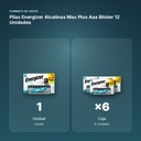 PILAS ENERGIZER ALCALINAS MAX PLUS AAA BLÍSTER 12 UNIDADES - formato de venta: caja de 6