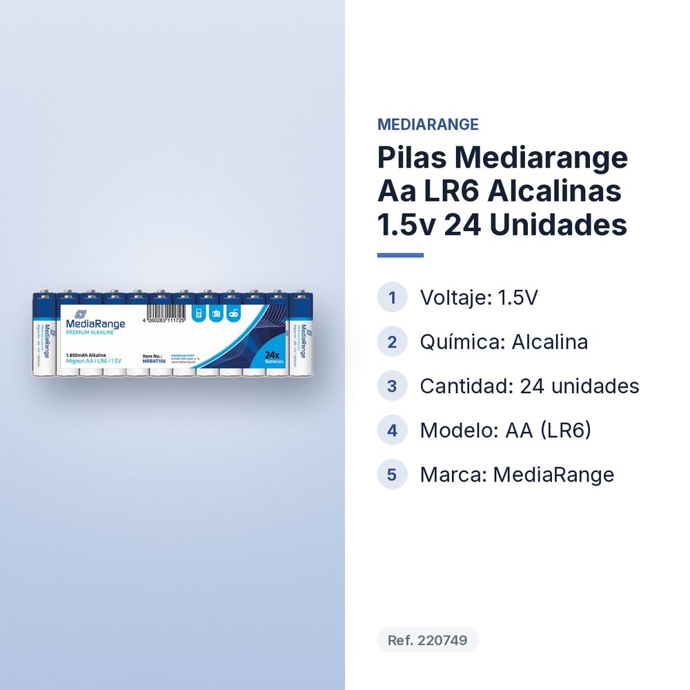 PILAS MEDIARANGE AA LR6 ALCALINAS 1.5V 24 UNIDADES - características principales