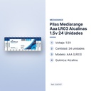 PILAS MEDIARANGE AAA LR03 ALCALINAS 1.5V 24 UNIDADES - características principales
