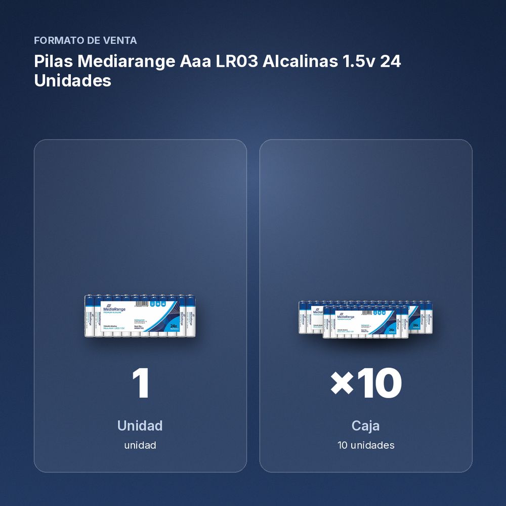 PILAS MEDIARANGE AAA LR03 ALCALINAS 1.5V 24 UNIDADES - formato de venta: caja de 10