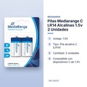 PILAS MEDIARANGE C LR14 ALCALINAS 1.5V 2 UNIDADES - características principales