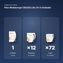 PILAS MEDIARANGE CR2025 LITIO 3V 4 UNIDADES - formato de venta: paquete de 12, caja de 72