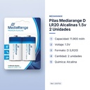 PILAS MEDIARANGE D LR20 ALCALINAS 1.5V 2 UNIDADES - características principales