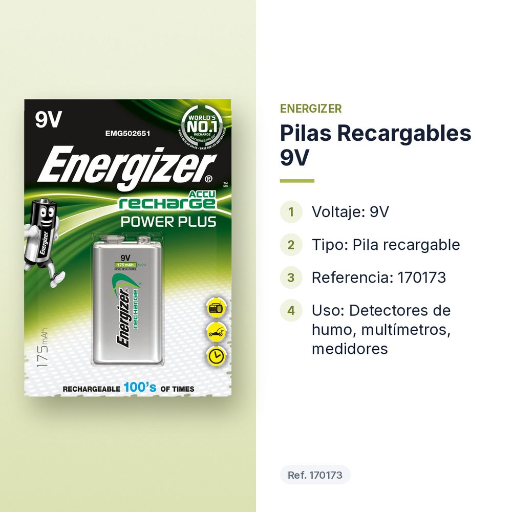 PILAS RECARGABLES 9V - características principales