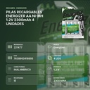 PILAS RECARGABLES ENERGIZER AA NI-MH 1.2V 2300mAh 4 UNIDADES - resumen de atributos