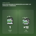 PILAS RECARGABLES ENERGIZER AA NI-MH 1.2V 2300mAh 4 UNIDADES - formato de venta: caja de 12