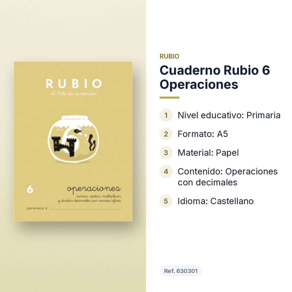 CUADERNO RUBIO 6 OPERACIONES - características principales
