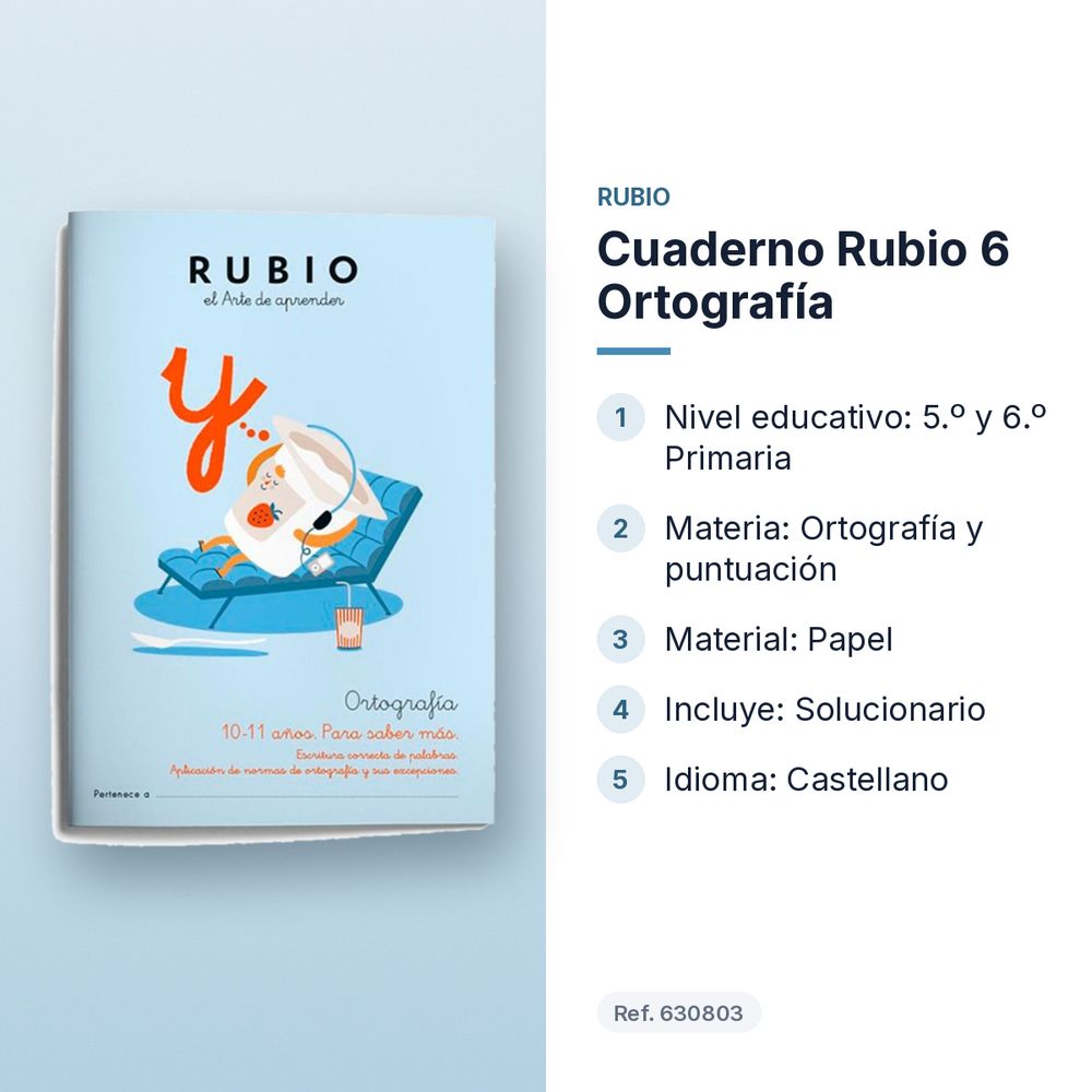 CUADERNO RUBIO 6 ORTOGRAFÍA - características principales