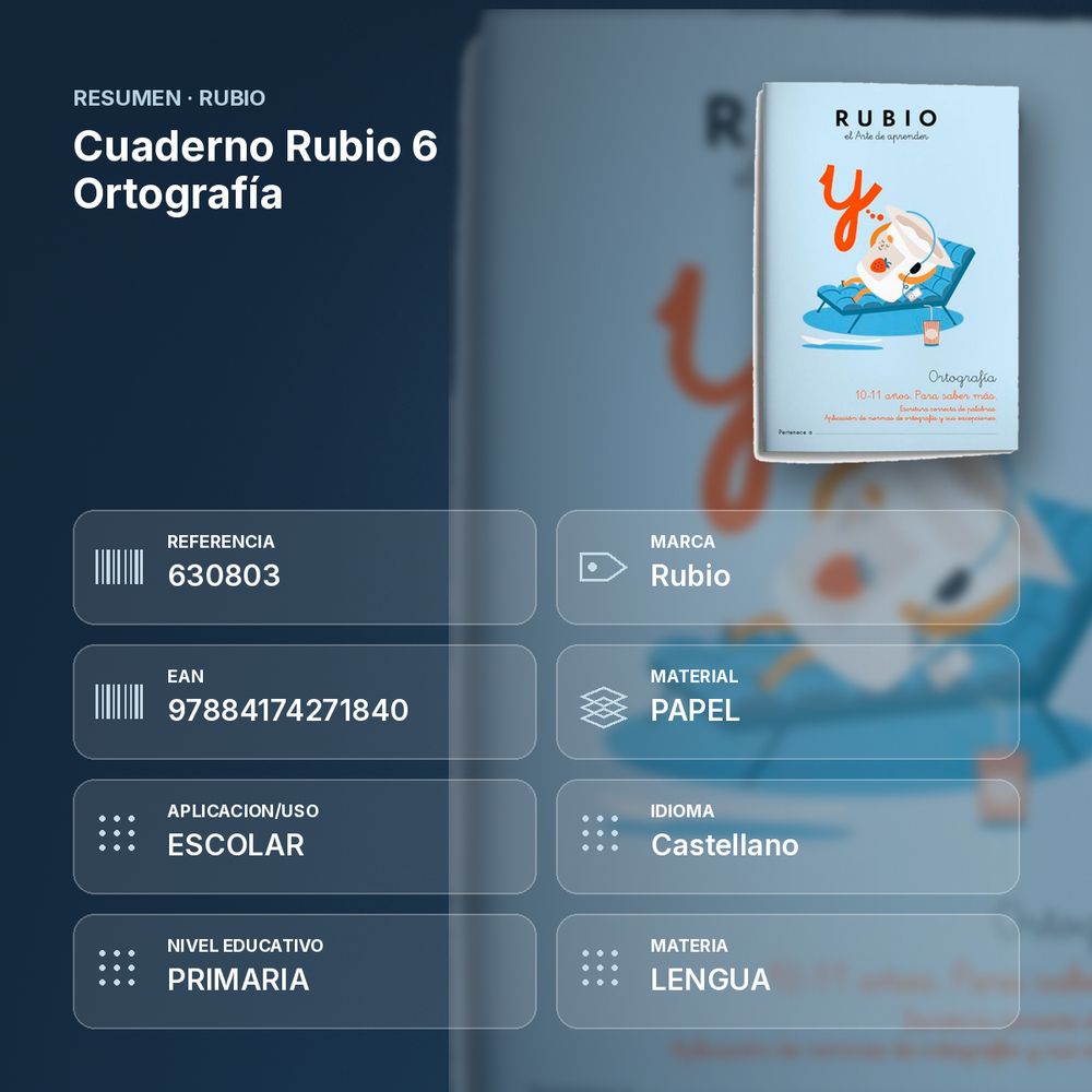 CUADERNO RUBIO 6 ORTOGRAFÍA - resumen de atributos