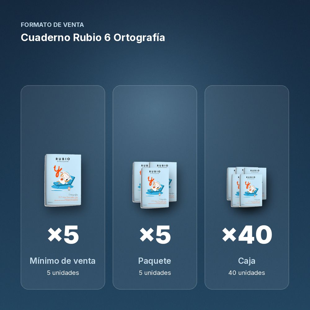 CUADERNO RUBIO 6 ORTOGRAFÍA - formato de venta: paquete de 5, caja de 40