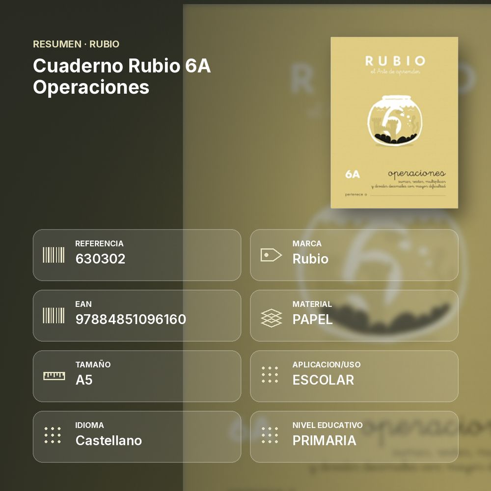 CUADERNO RUBIO 6A OPERACIONES  - resumen de atributos