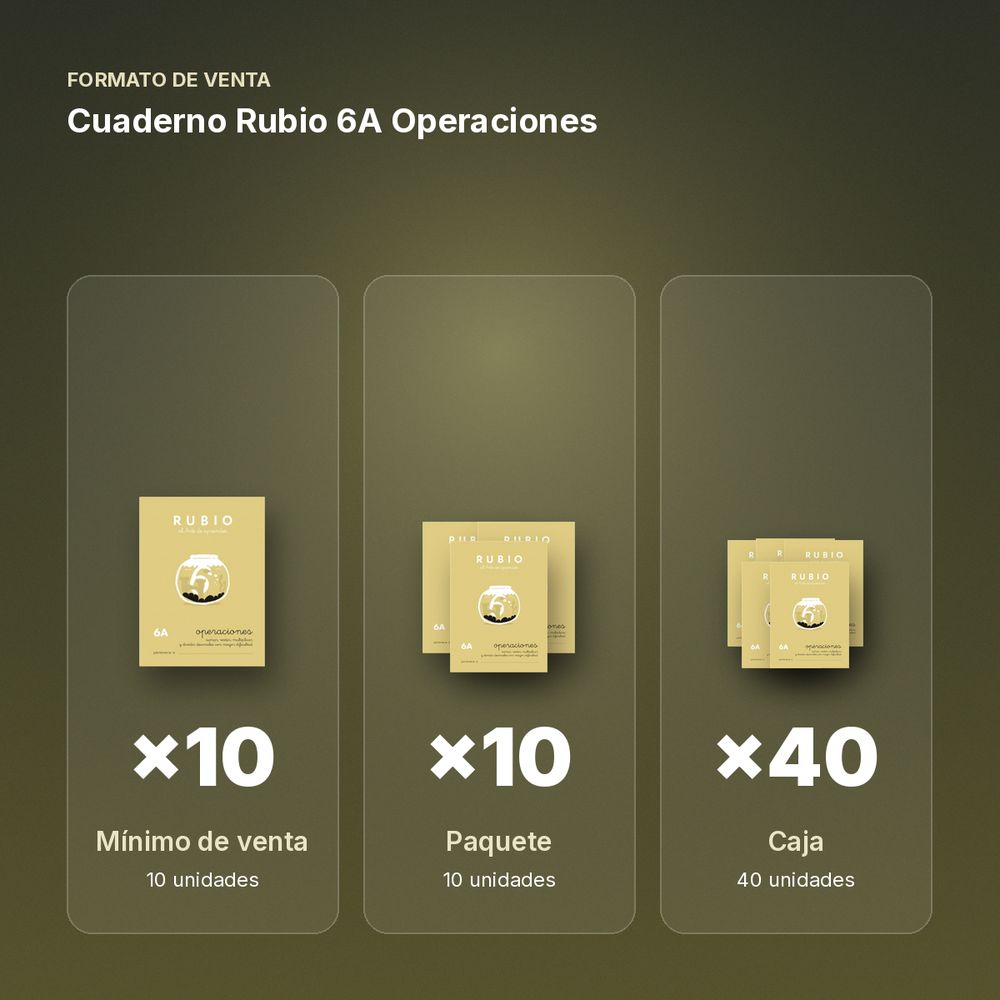 CUADERNO RUBIO 6A OPERACIONES  - formato de venta: paquete de 10, caja de 40
