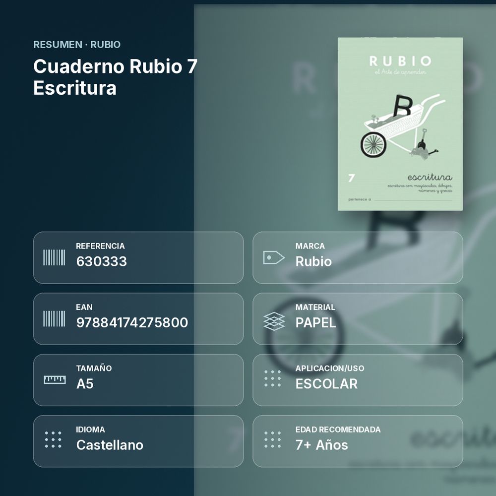 CUADERNO RUBIO 7 ESCRITURA - resumen de atributos