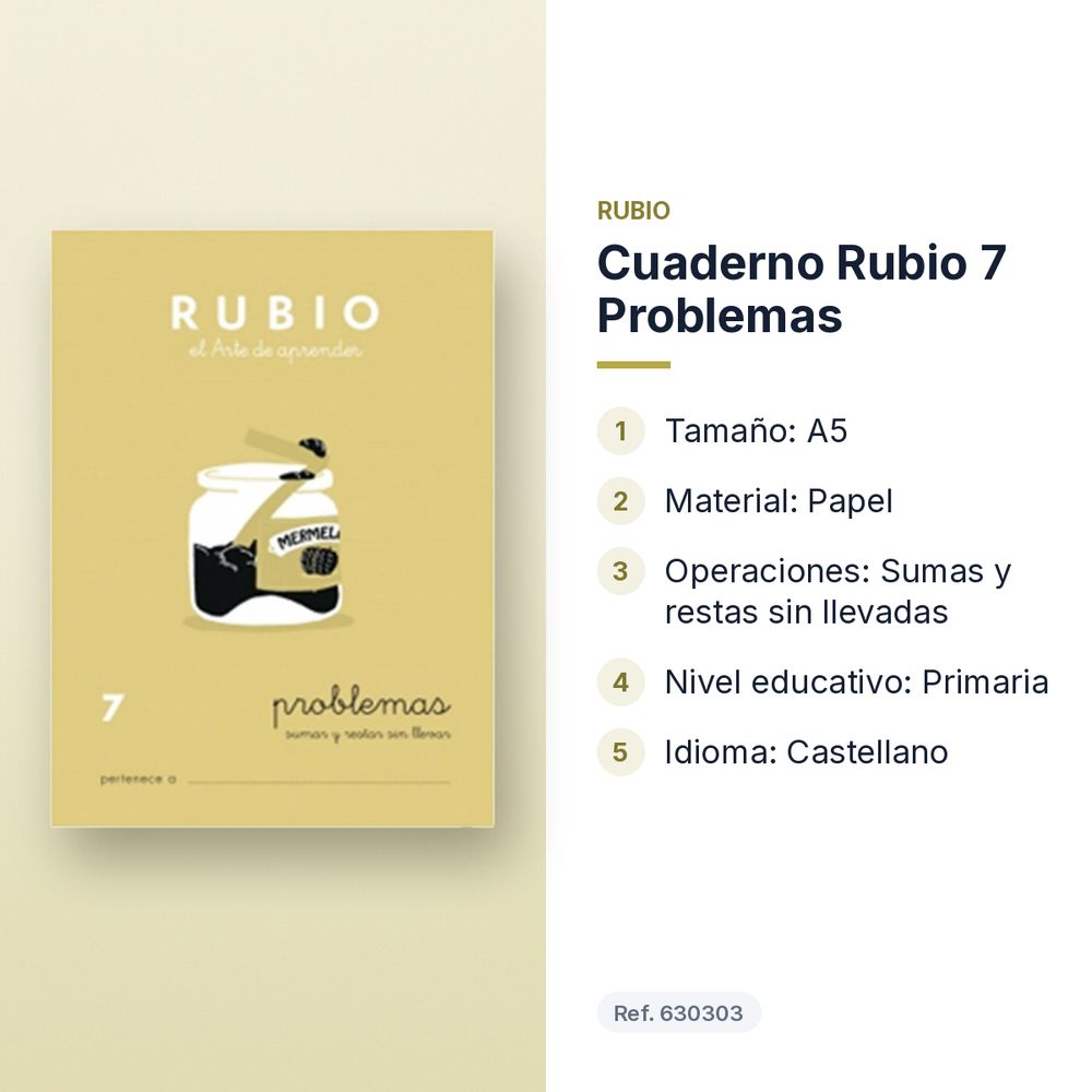 CUADERNO RUBIO 7 PROBLEMAS - características principales