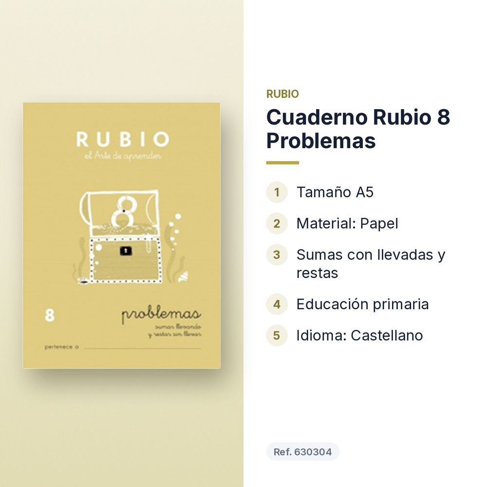 CUADERNO RUBIO 8 PROBLEMAS  - características principales