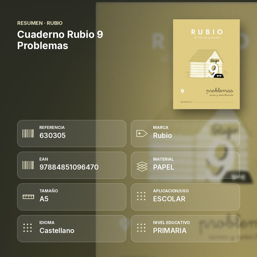 CUADERNO RUBIO 9 PROBLEMAS  - resumen de atributos
