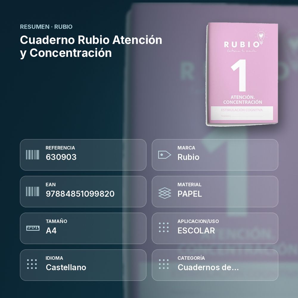CUADERNO RUBIO ATENCIÓN Y CONCENTRACIÓN - resumen de atributos