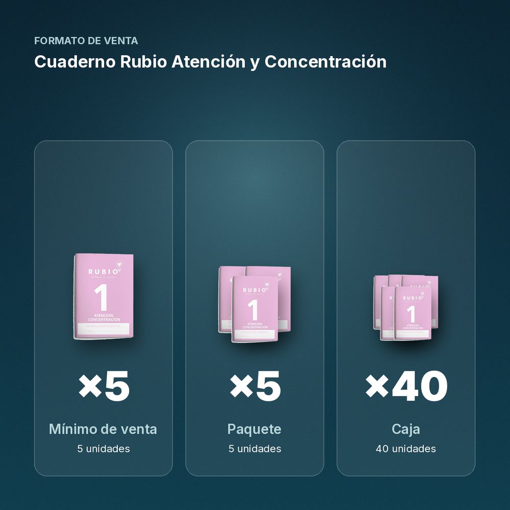 CUADERNO RUBIO ATENCIÓN Y CONCENTRACIÓN - formato de venta: paquete de 5, caja de 40