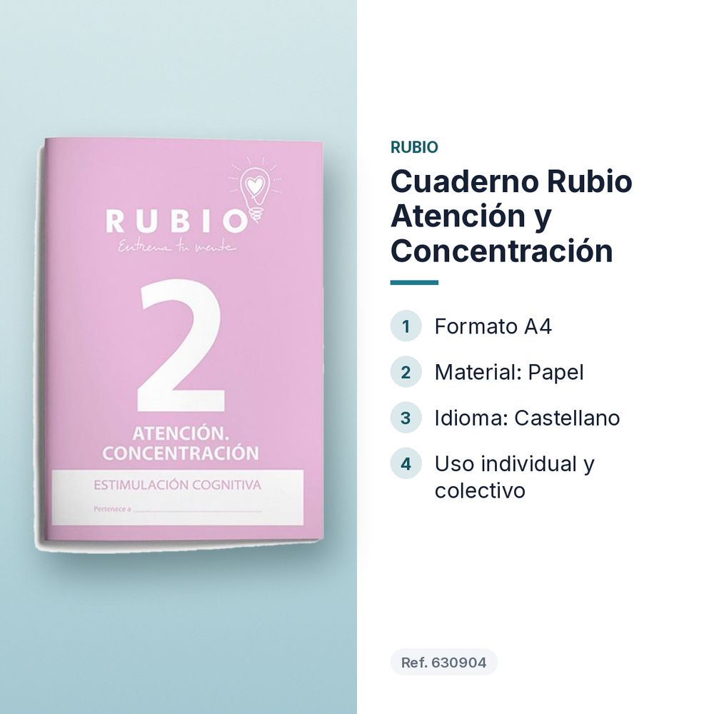 CUADERNO RUBIO ATENCIÓN Y CONCENTRACIÓN - características principales