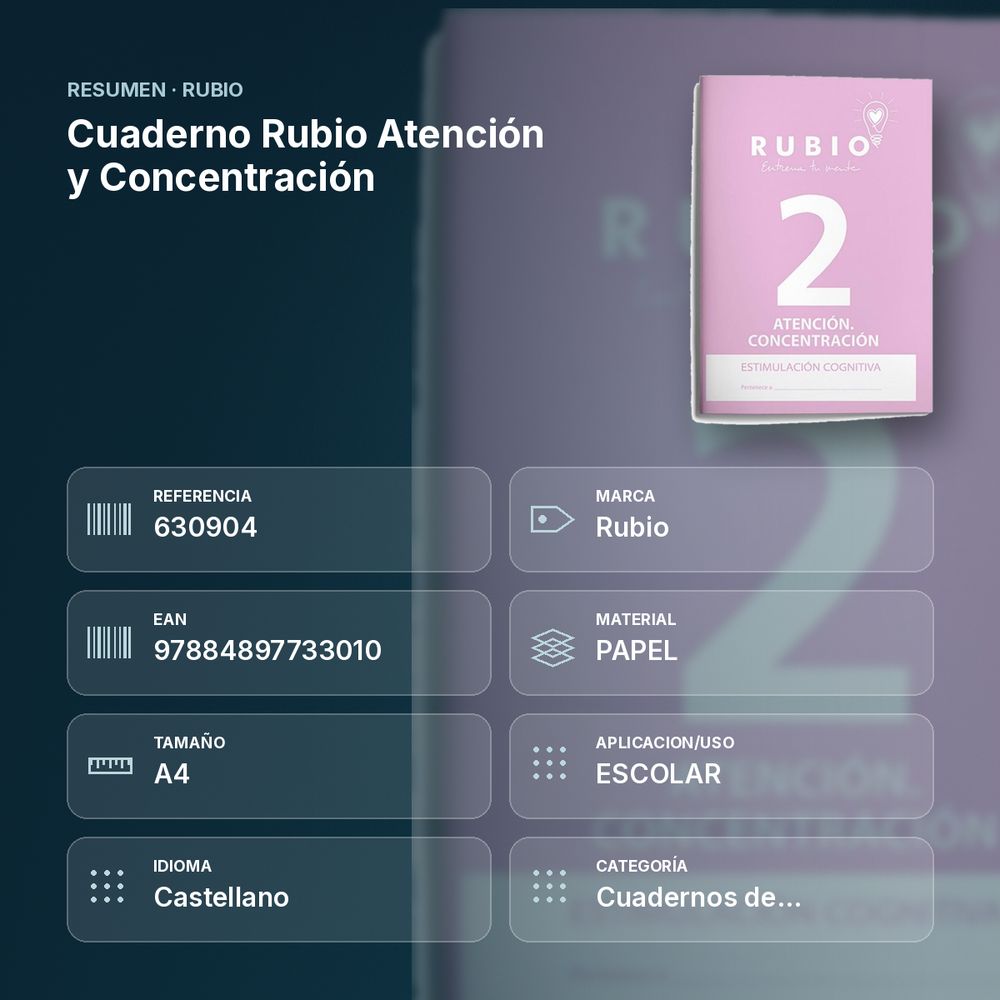 CUADERNO RUBIO ATENCIÓN Y CONCENTRACIÓN - resumen de atributos