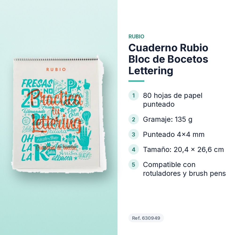 CUADERNO RUBIO BLOC DE BOCETOS LETTERING  - características principales