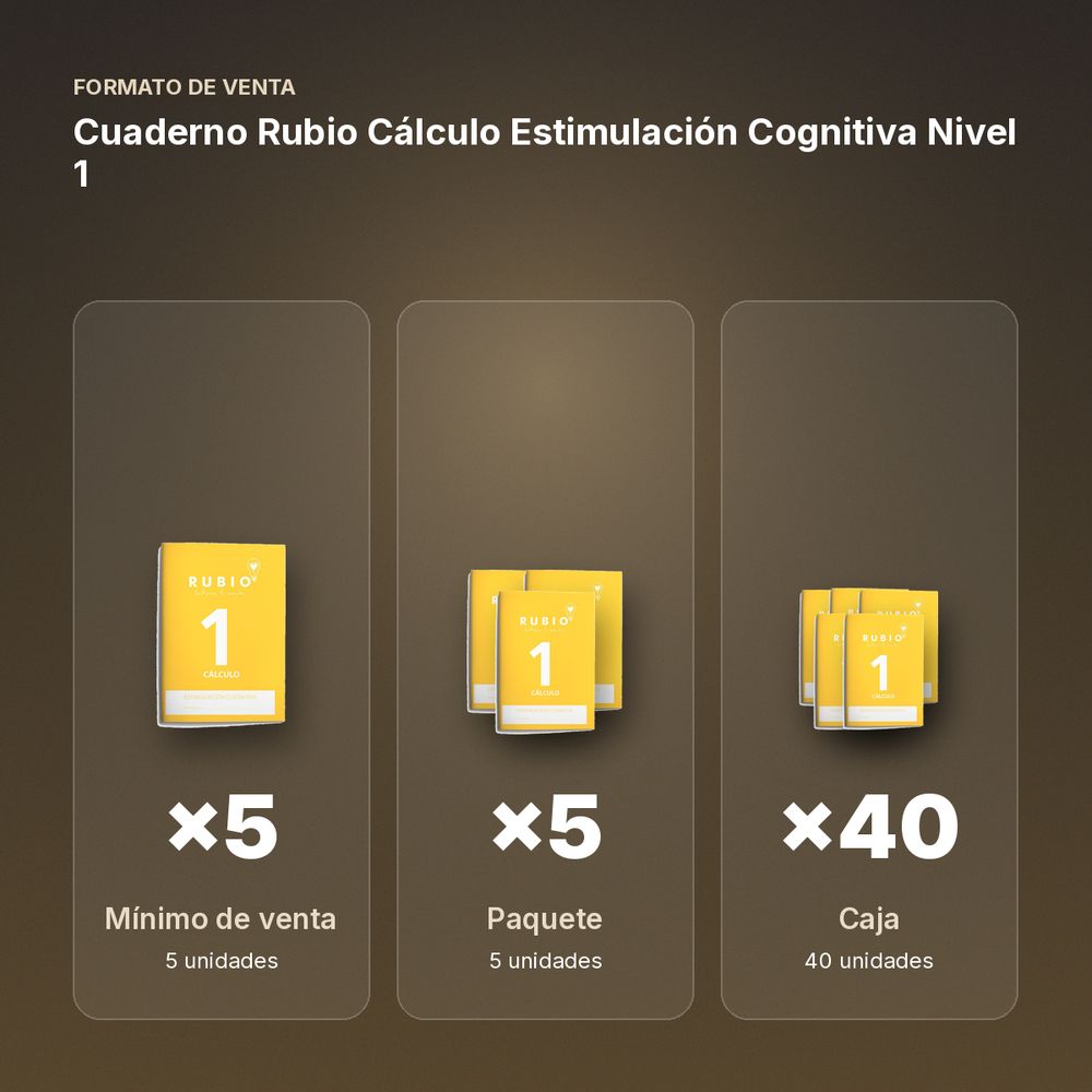 CUADERNO RUBIO CÁLCULO ESTIMULACIÓN COGNITIVA NIVEL 1 - formato de venta: paquete de 5, caja de 40