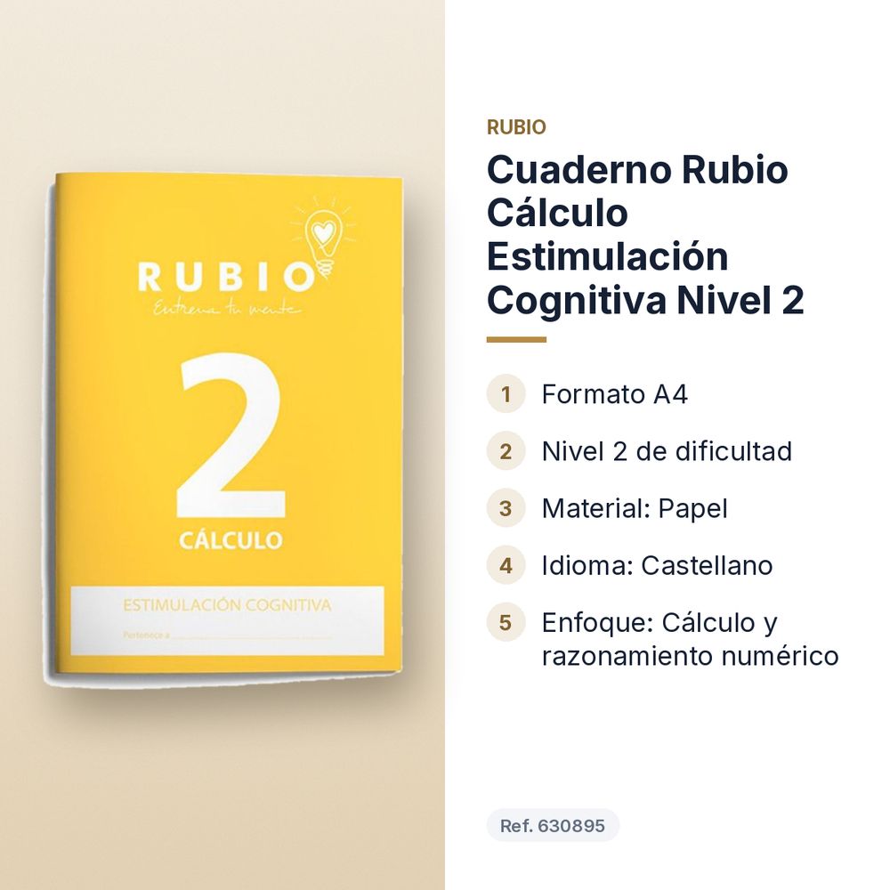 CUADERNO RUBIO CÁLCULO ESTIMULACIÓN COGNITIVA NIVEL 2 - características principales