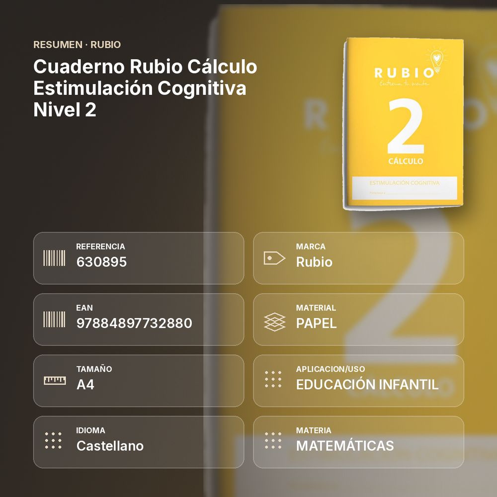 CUADERNO RUBIO CÁLCULO ESTIMULACIÓN COGNITIVA NIVEL 2 - resumen de atributos