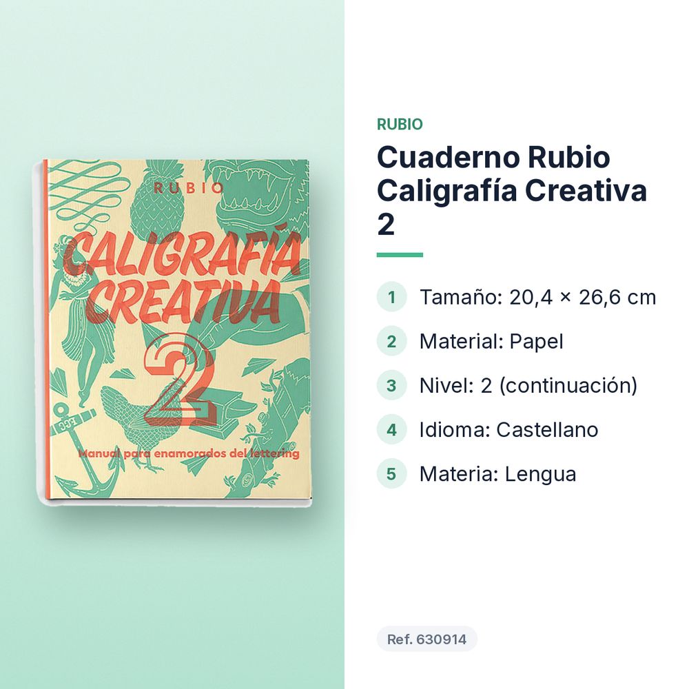CUADERNO RUBIO CALIGRAFÍA CREATIVA 2 - características principales