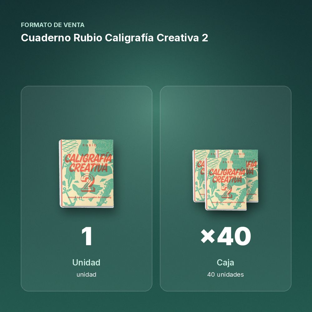 CUADERNO RUBIO CALIGRAFÍA CREATIVA 2 - formato de venta: caja de 40
