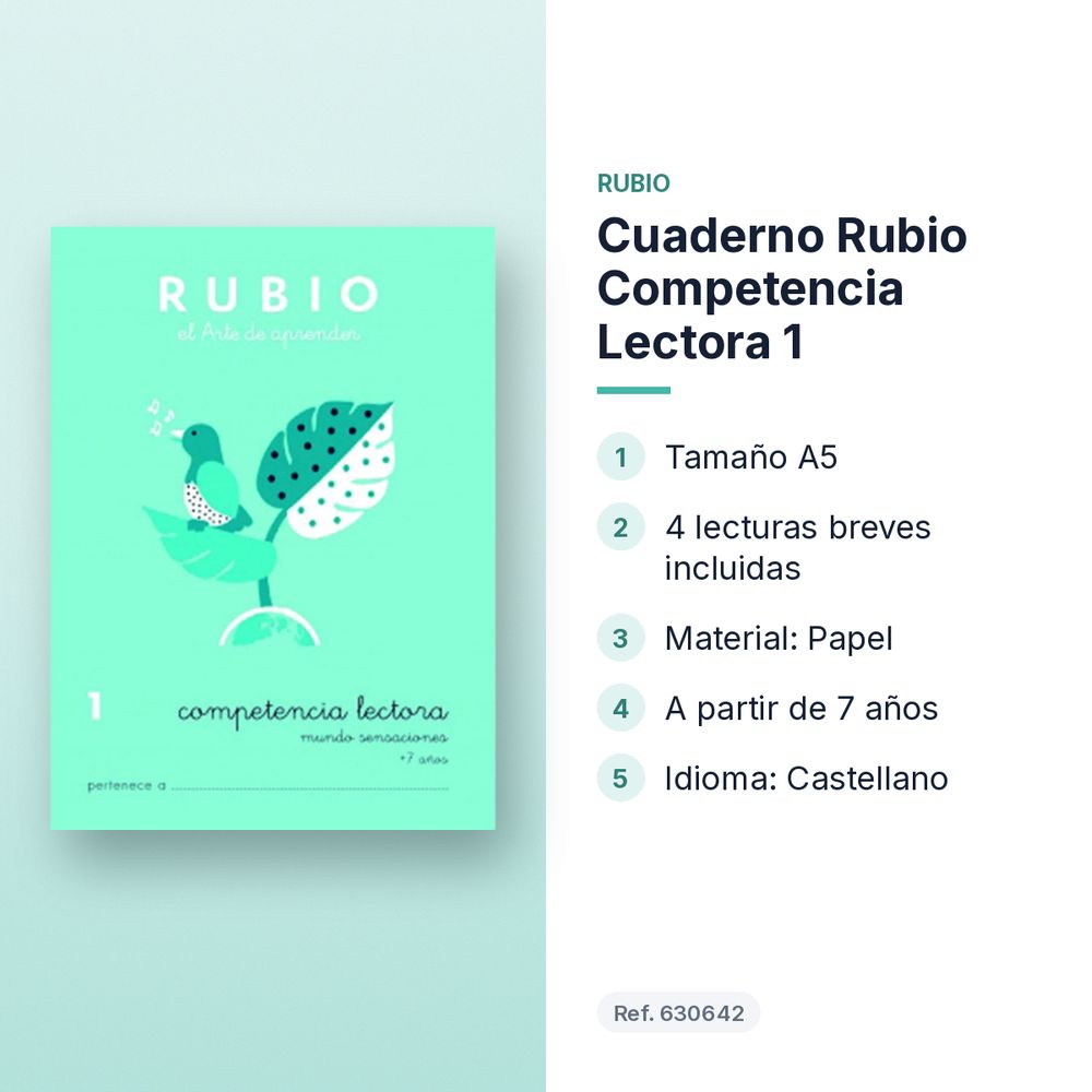 CUADERNO RUBIO COMPETENCIA LECTORA 1  - características principales