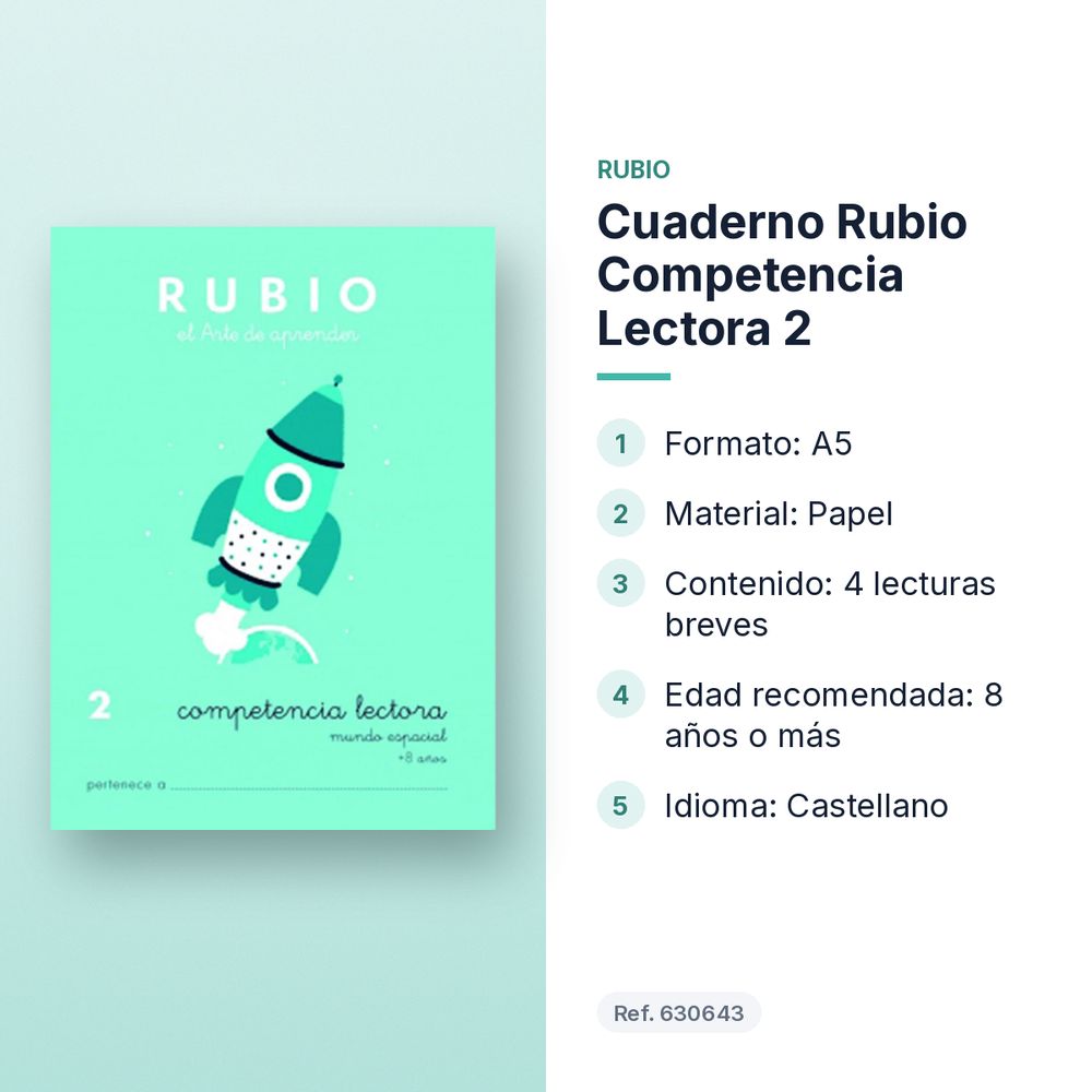 CUADERNO RUBIO COMPETENCIA LECTORA 2  - características principales