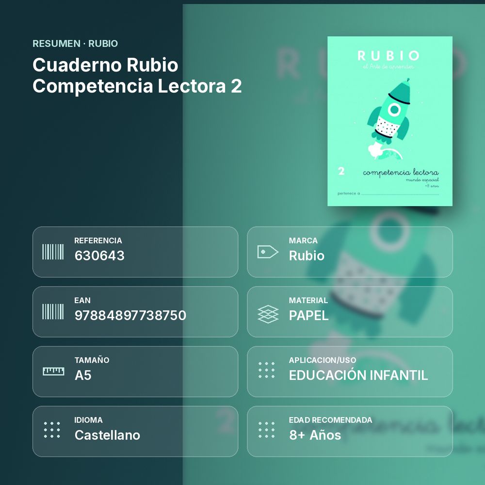 CUADERNO RUBIO COMPETENCIA LECTORA 2  - resumen de atributos