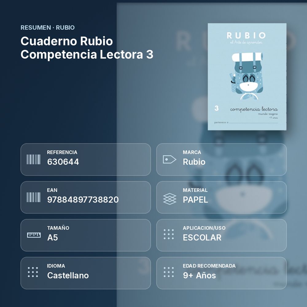CUADERNO RUBIO COMPETENCIA LECTORA 3  - resumen de atributos