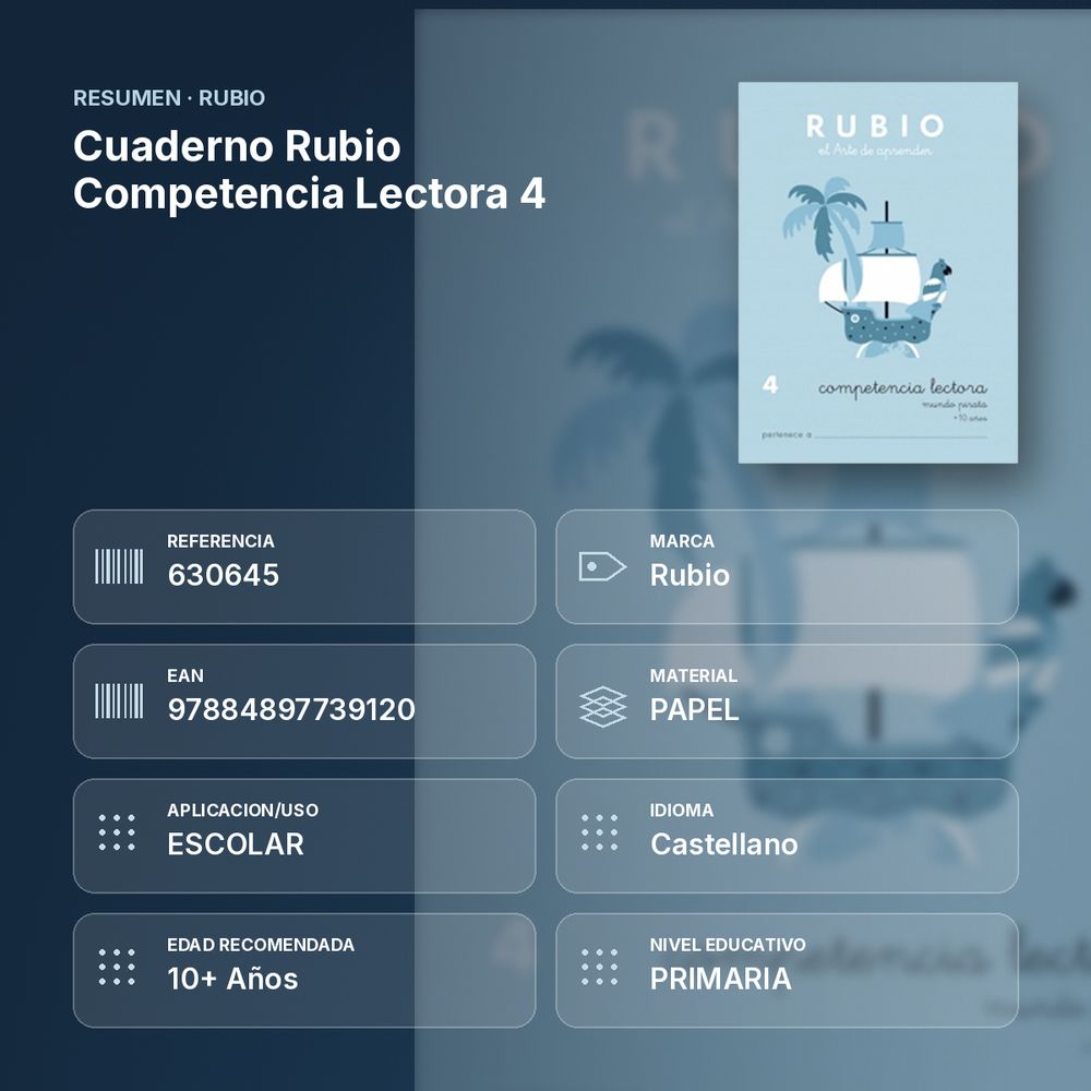 CUADERNO RUBIO COMPETENCIA LECTORA 4  - resumen de atributos