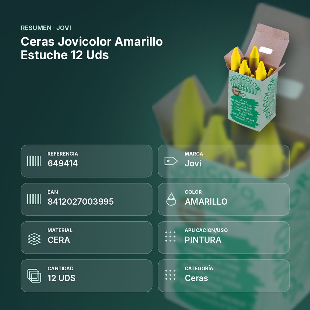 CERAS JOVICOLOR AMARILLO ESTUCHE 12 UDS - resumen de atributos