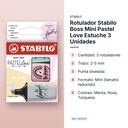 ROTULADOR STABILO BOSS MINI PASTEL LOVE ESTUCHE 3 UNIDADES - características principales