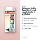 ROTULADOR STABILO BOSS MINI PASTEL LOVE ESTUCHE 5 UNIDADES - características principales