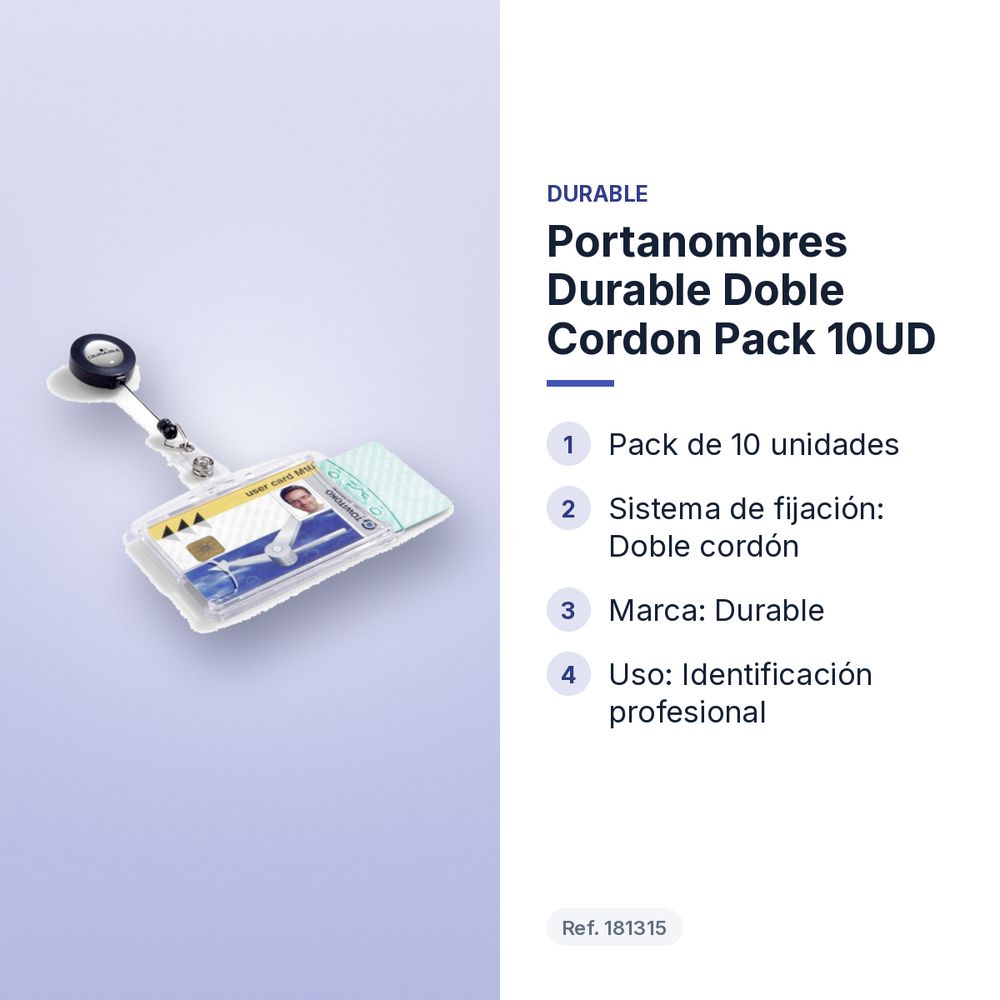 PORTANOMBRES DURABLE DOBLE CORDON PACK 10UD - características principales