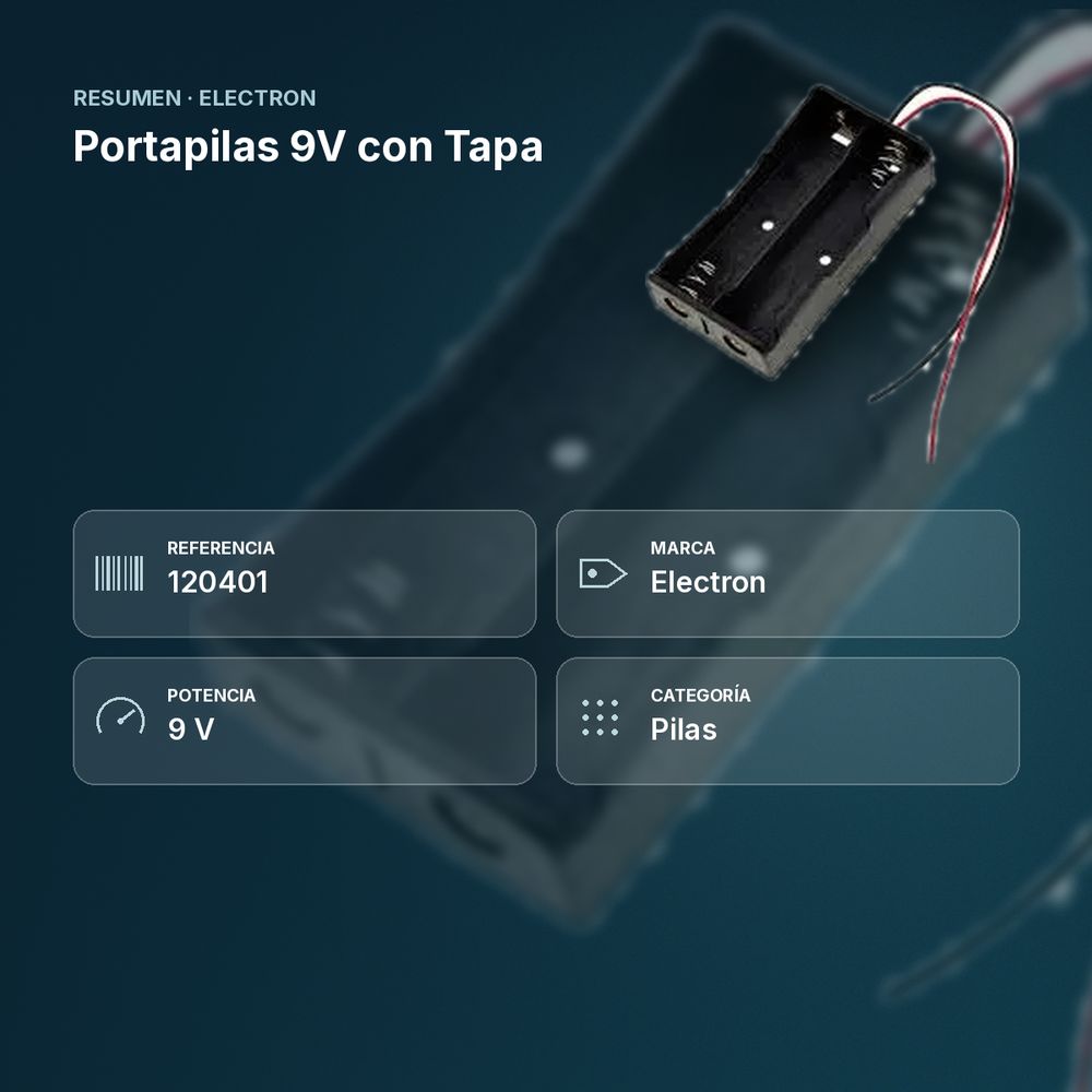 PORTAPILAS 9V CON TAPA - resumen de atributos