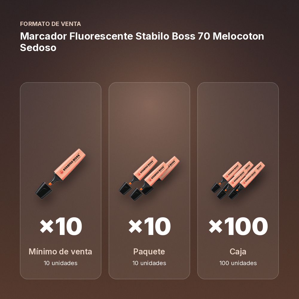 MARCADOR FLUORESCENTE STABILO BOSS 70 MELOCOTON SEDOSO - formato de venta: paquete de 10, caja de 100