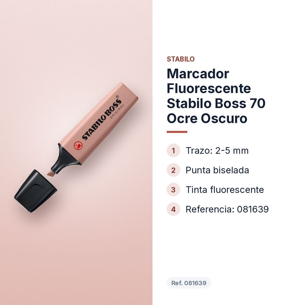MARCADOR FLUORESCENTE STABILO BOSS 70 OCRE OSCURO - características principales