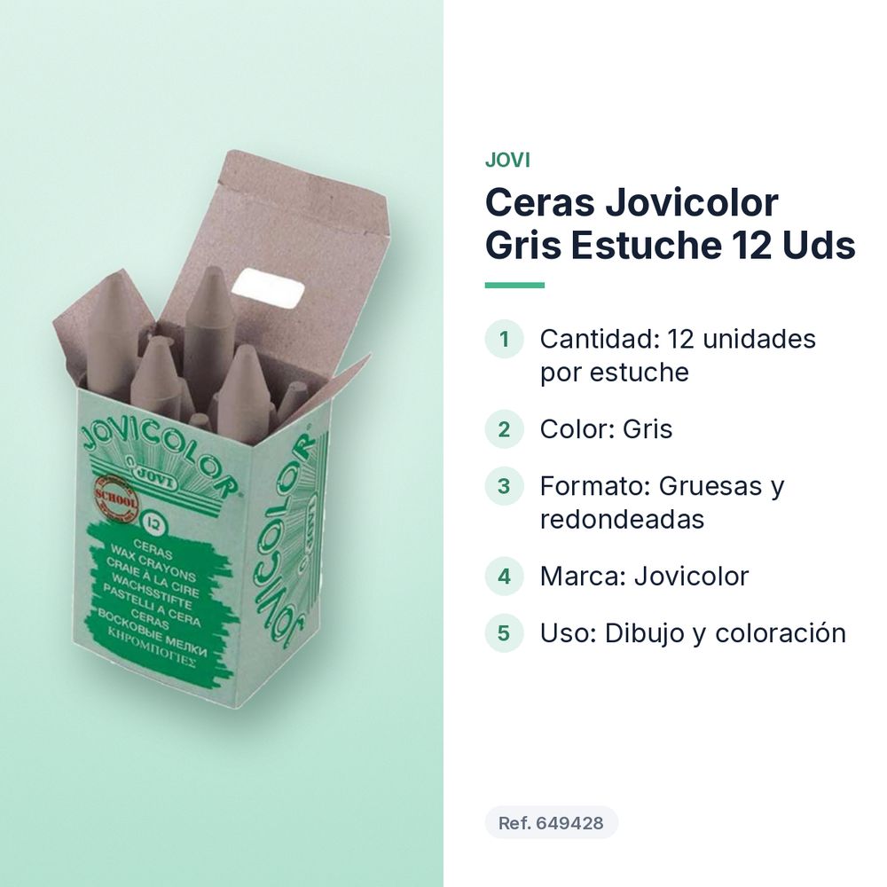 CERAS JOVICOLOR GRIS ESTUCHE 12 UDS  - características principales