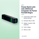 POWER BANK LEITZ USB 2600MAH CARGADOR DE PARED PORTÁTIL NEGRO - características principales
