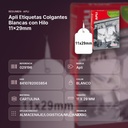 APLI ETIQUETAS COLGANTES BLANCAS CON HILO 11X29MM  - resumen de atributos