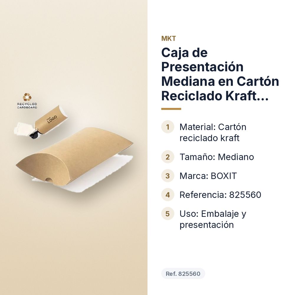 CAJA DE PRESENTACIÓN MEDIANA EN CARTÓN RECICLADO KRAFT BOXIT - características principales