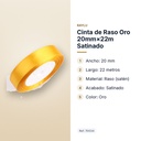 CINTA DE RASO ORO 20MM×22M SATINADO - características principales